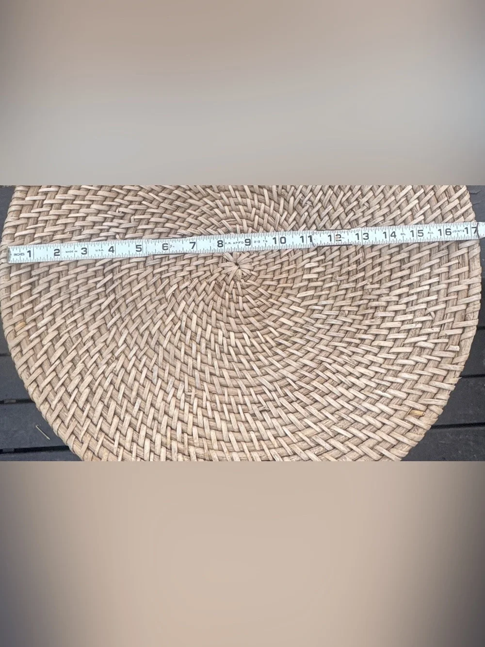 Woven Rustic Decorative Basket Tray in Natural Beige w/ Black Metal Legs